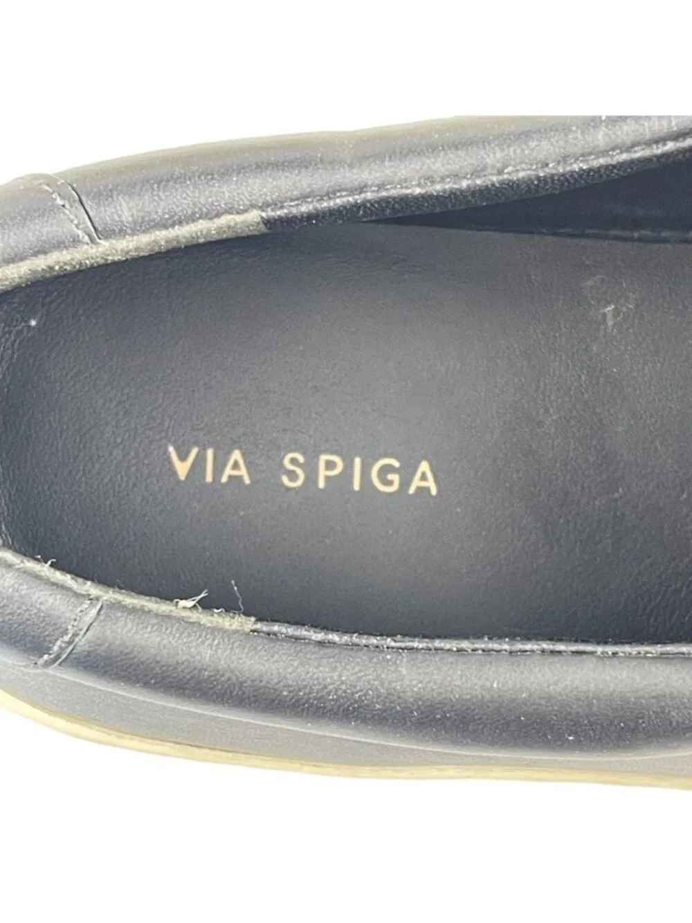 VIA SPIGA Shoes Women's Size 7 Black Woven Leather Loafer Flats
